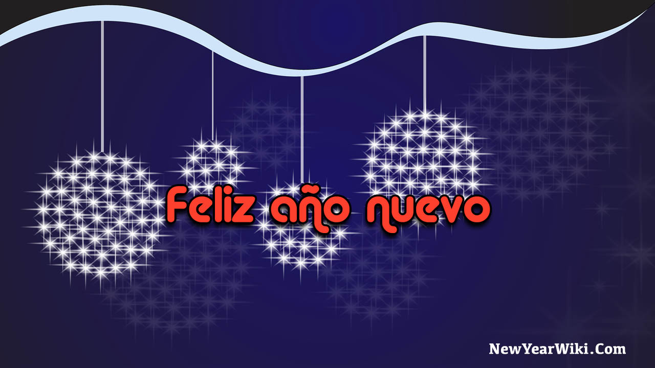 Happy New Year White And Purple Greeting Card With Text In Spanish Stock Illustration Illustration Of Shiny Used 129910599